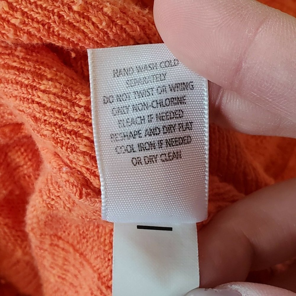 J Jill Size Medium Orange Ribbed Open Front Cardigan Sweater Linen Blend - Picture 8 of 8